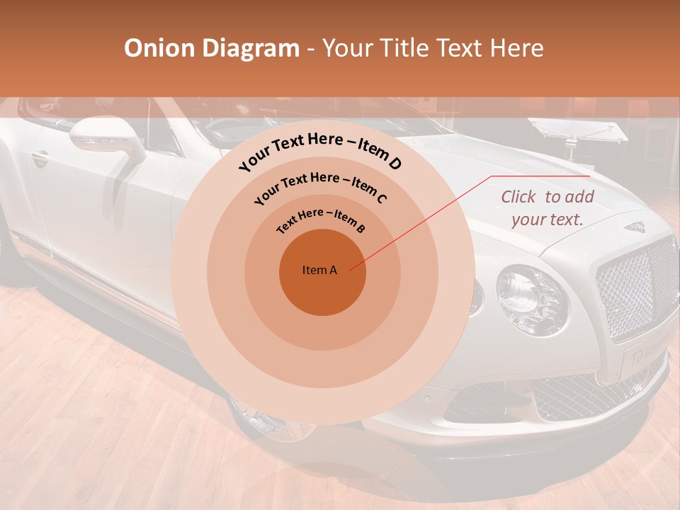 A White Car Is On Display In A Showroom PowerPoint Template