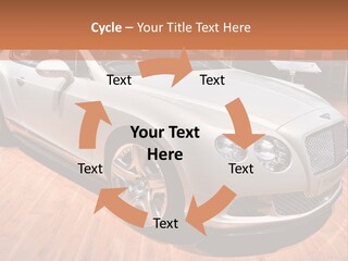 A White Car Is On Display In A Showroom PowerPoint Template