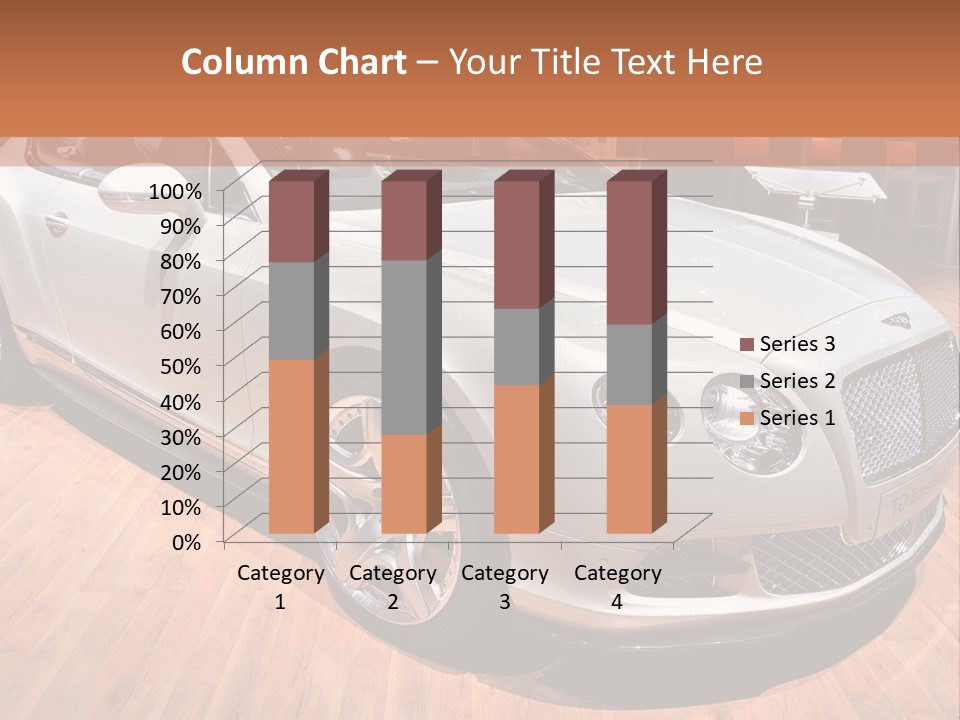 A White Car Is On Display In A Showroom PowerPoint Template