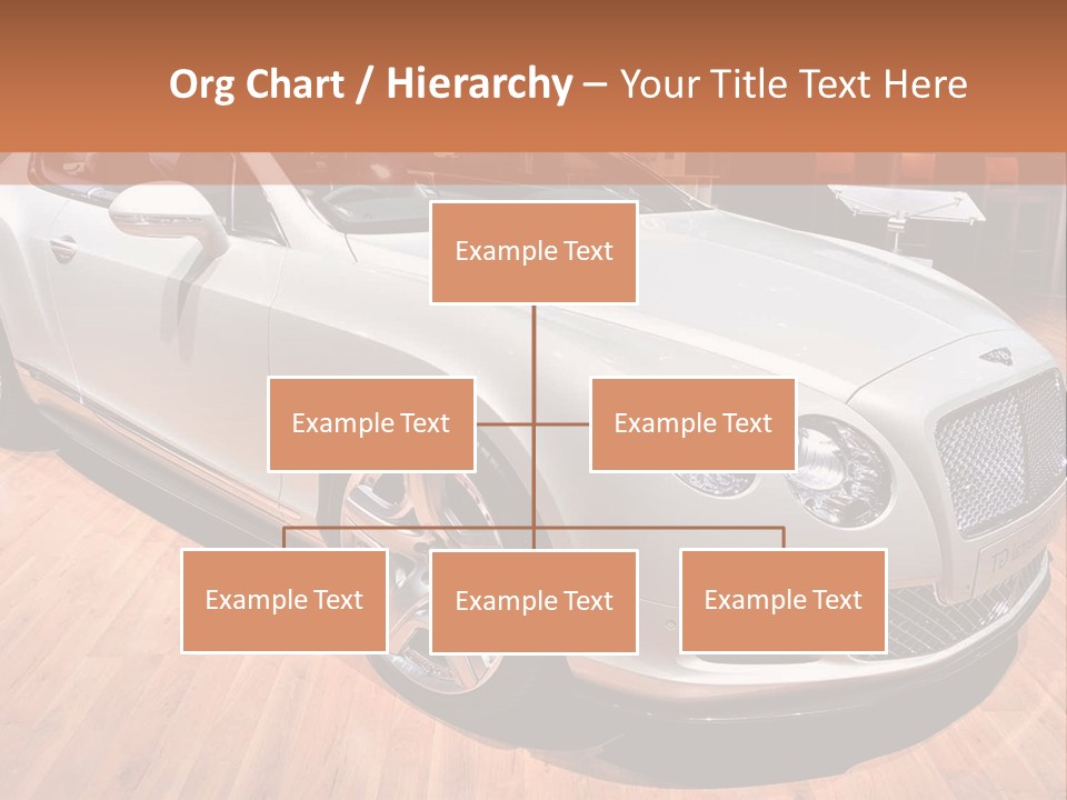 A White Car Is On Display In A Showroom PowerPoint Template