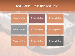 A White Car Is On Display In A Showroom PowerPoint Template