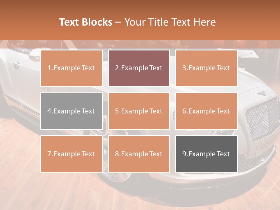 A White Car Is On Display In A Showroom PowerPoint Template