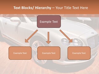 A White Car Is On Display In A Showroom PowerPoint Template