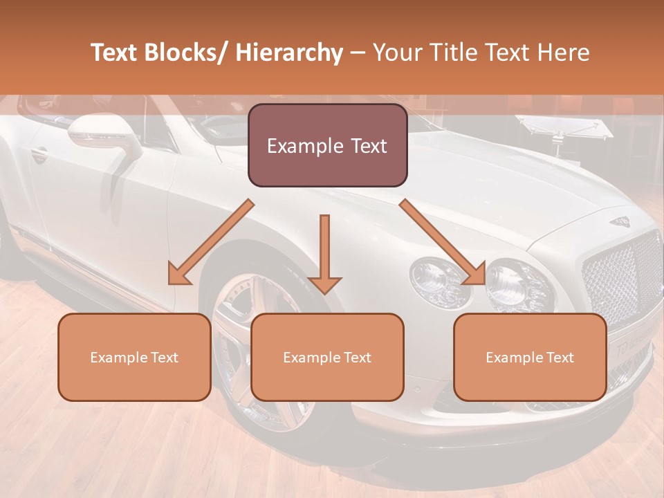 A White Car Is On Display In A Showroom PowerPoint Template