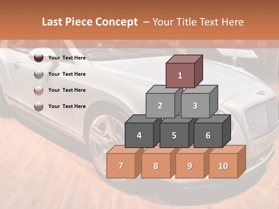 A White Car Is On Display In A Showroom PowerPoint Template