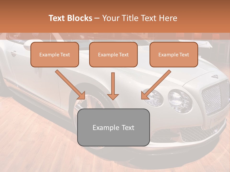 A White Car Is On Display In A Showroom PowerPoint Template