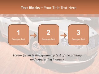 A White Car Is On Display In A Showroom PowerPoint Template