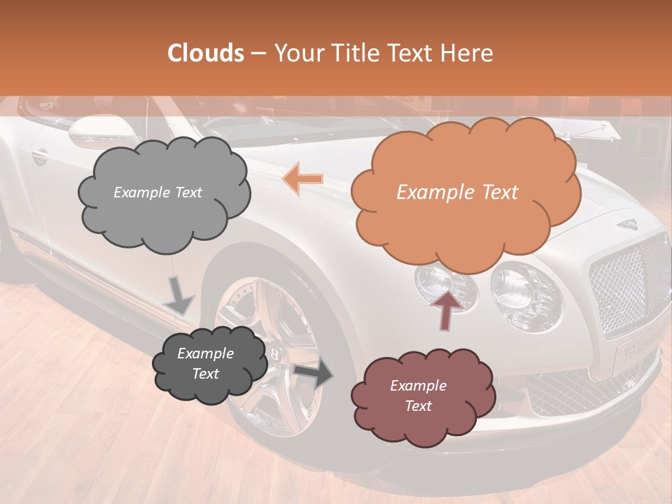 A White Car Is On Display In A Showroom PowerPoint Template