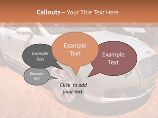 A White Car Is On Display In A Showroom PowerPoint Template