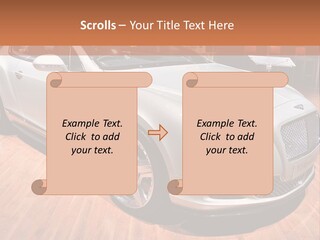 A White Car Is On Display In A Showroom PowerPoint Template