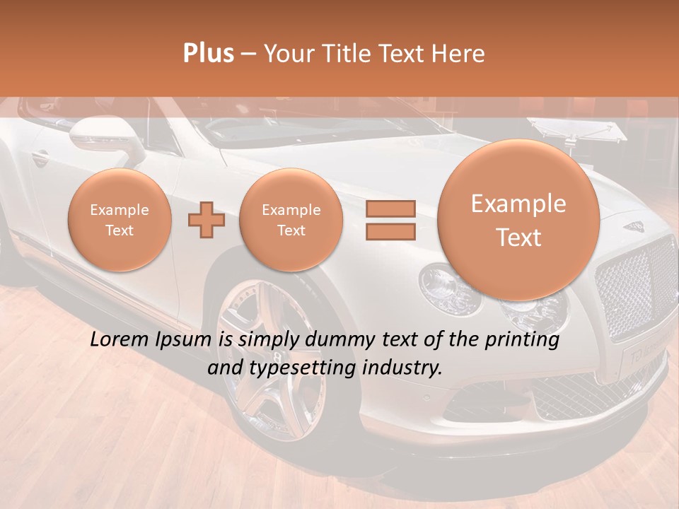 A White Car Is On Display In A Showroom PowerPoint Template
