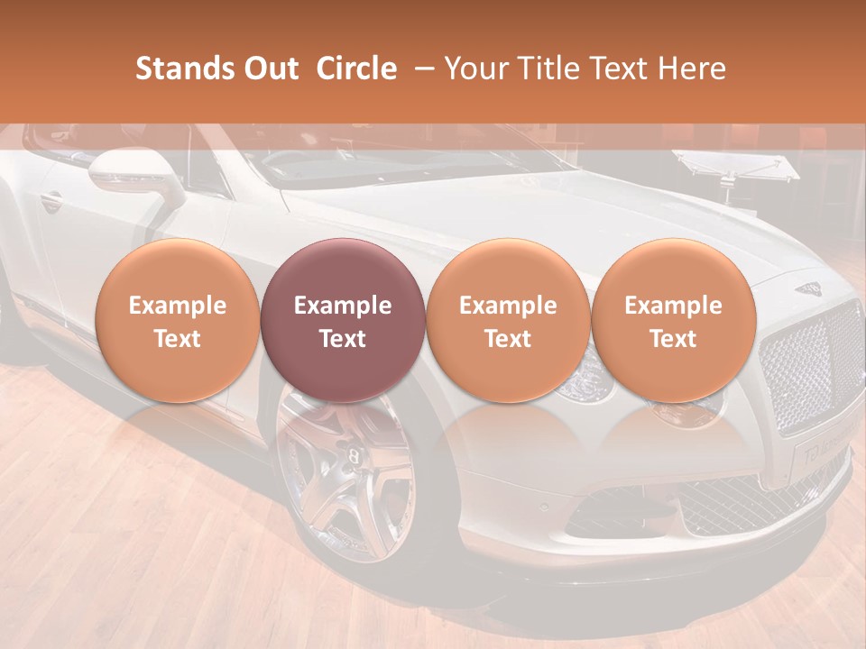 A White Car Is On Display In A Showroom PowerPoint Template