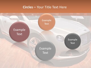 A White Car Is On Display In A Showroom PowerPoint Template