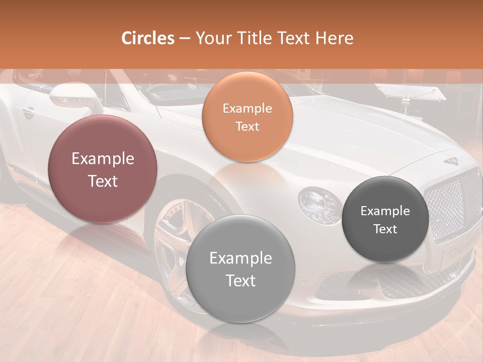 A White Car Is On Display In A Showroom PowerPoint Template