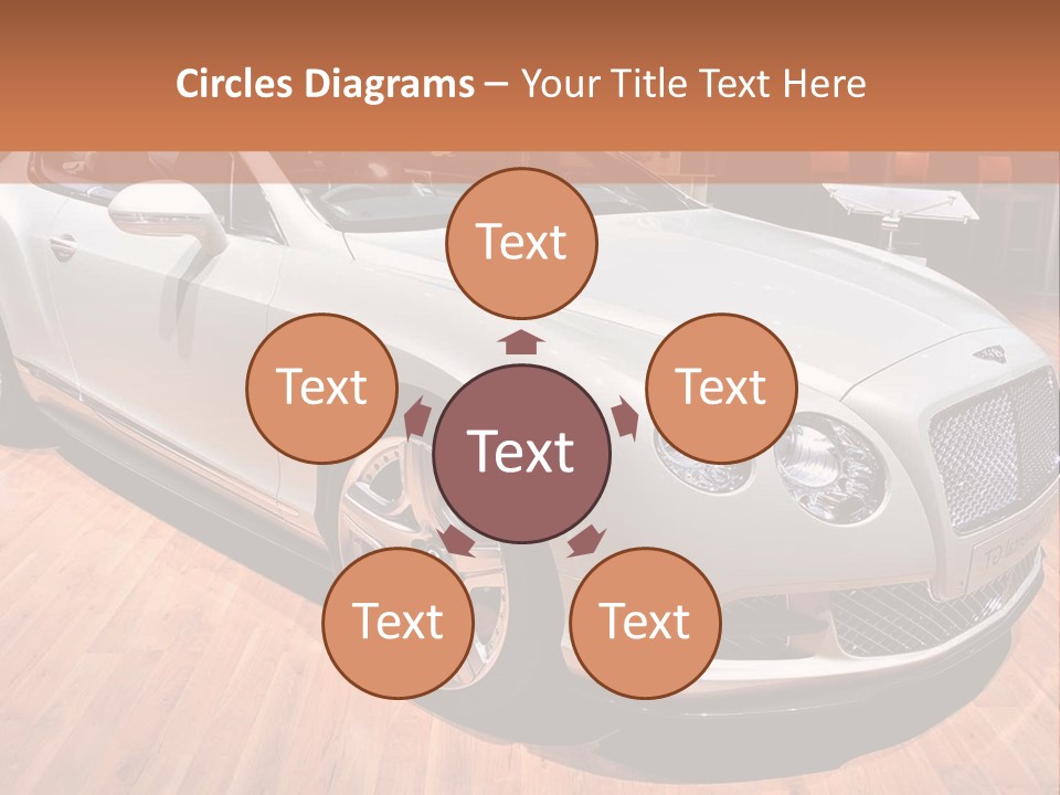 A White Car Is On Display In A Showroom PowerPoint Template