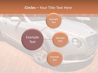 A White Car Is On Display In A Showroom PowerPoint Template