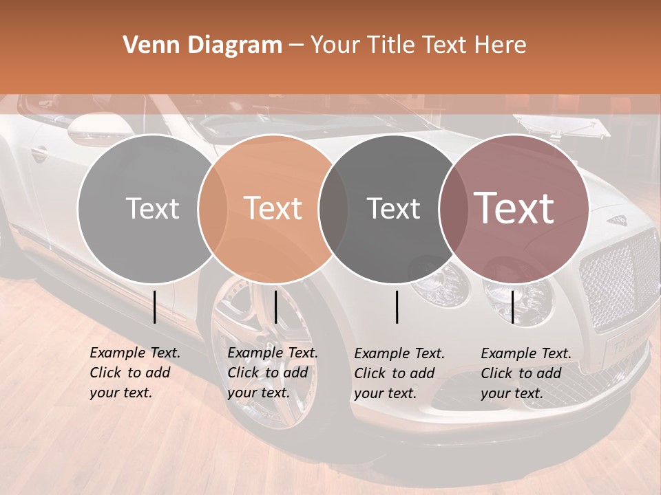A White Car Is On Display In A Showroom PowerPoint Template