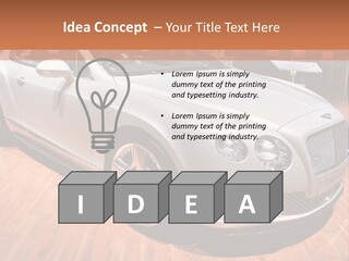 A White Car Is On Display In A Showroom PowerPoint Template