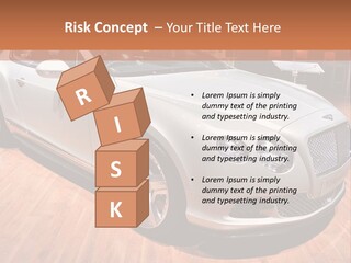 A White Car Is On Display In A Showroom PowerPoint Template