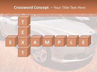 A White Car Is On Display In A Showroom PowerPoint Template