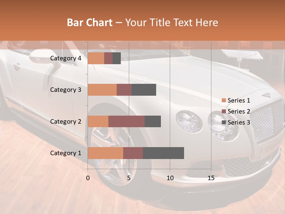 A White Car Is On Display In A Showroom PowerPoint Template