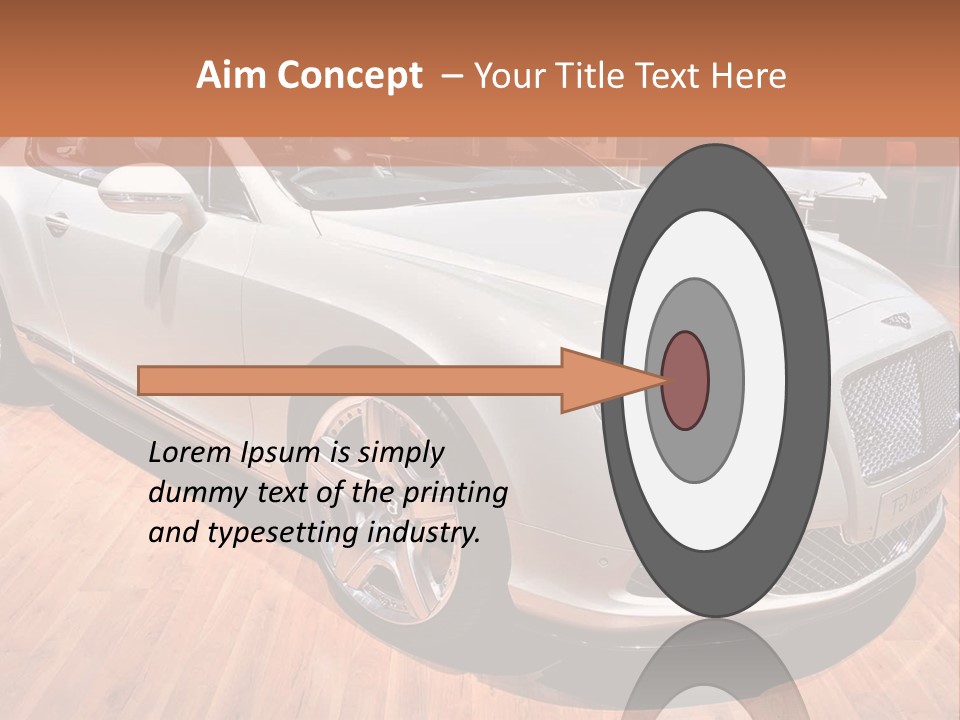 A White Car Is On Display In A Showroom PowerPoint Template