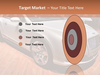 A White Car Is On Display In A Showroom PowerPoint Template