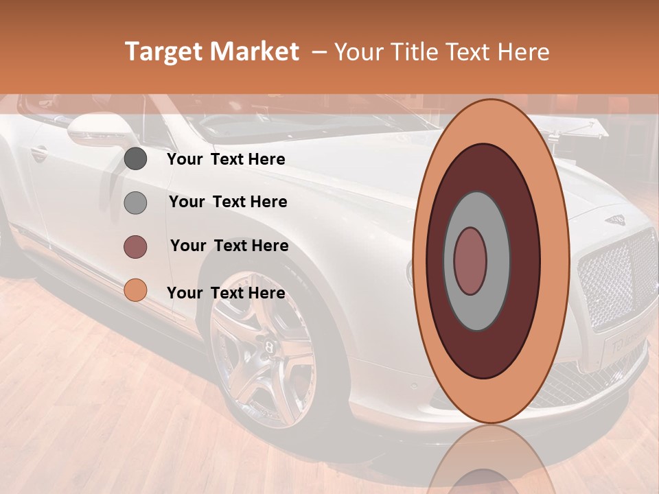 A White Car Is On Display In A Showroom PowerPoint Template