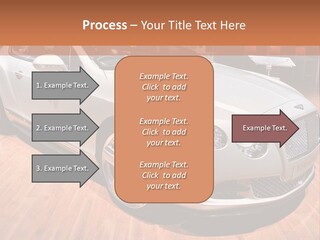 A White Car Is On Display In A Showroom PowerPoint Template
