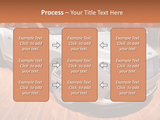 A White Car Is On Display In A Showroom PowerPoint Template