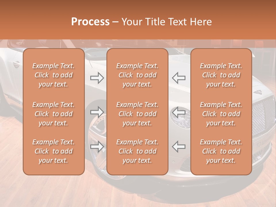 A White Car Is On Display In A Showroom PowerPoint Template