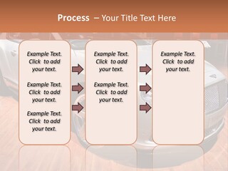 A White Car Is On Display In A Showroom PowerPoint Template