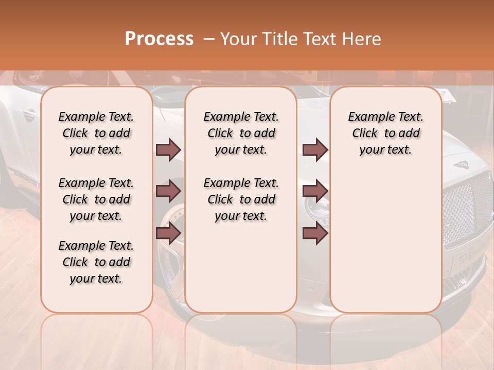 A White Car Is On Display In A Showroom PowerPoint Template