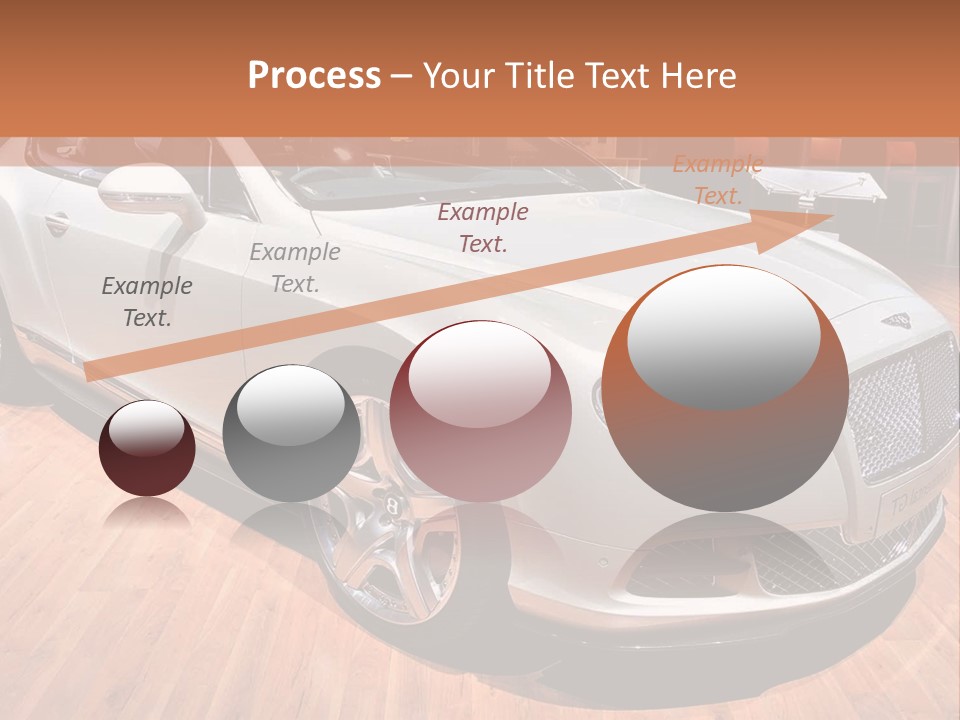 A White Car Is On Display In A Showroom PowerPoint Template