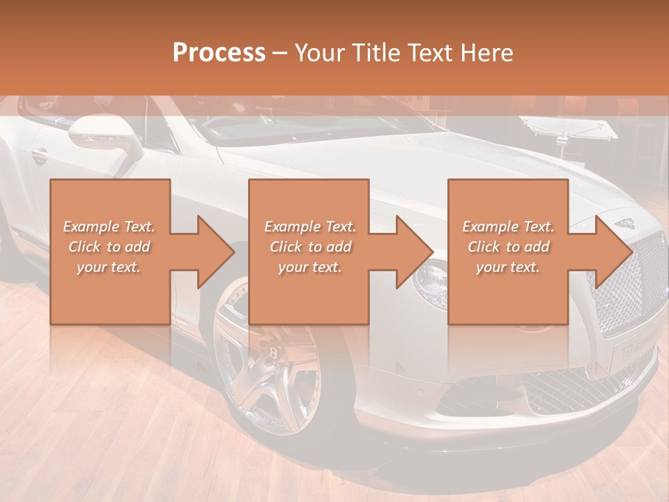 A White Car Is On Display In A Showroom PowerPoint Template