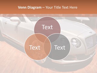 A White Car Is On Display In A Showroom PowerPoint Template