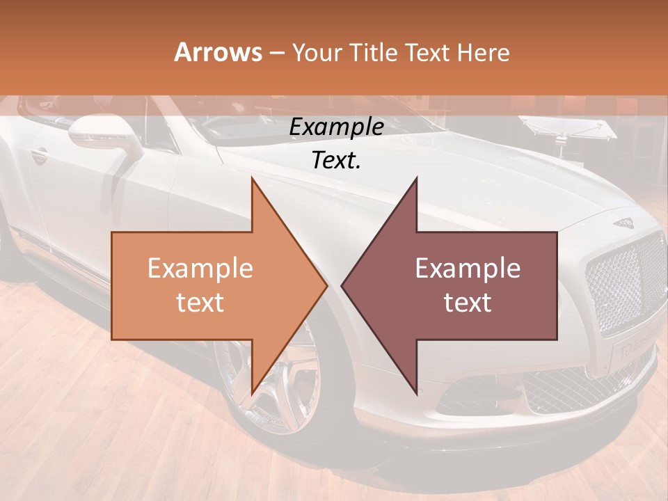 A White Car Is On Display In A Showroom PowerPoint Template