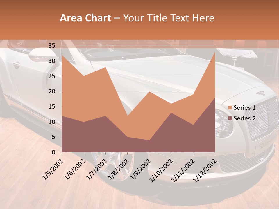 A White Car Is On Display In A Showroom PowerPoint Template