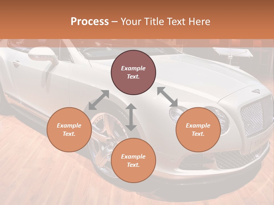 A White Car Is On Display In A Showroom PowerPoint Template