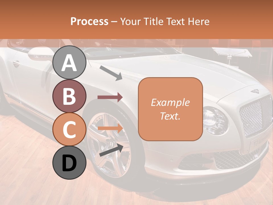 A White Car Is On Display In A Showroom PowerPoint Template