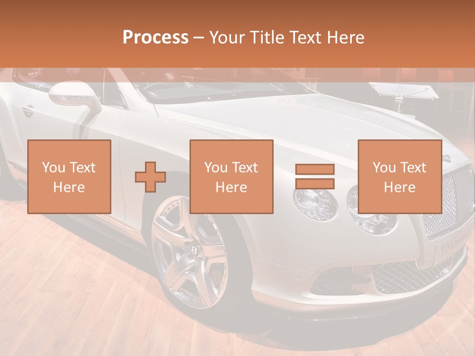 A White Car Is On Display In A Showroom PowerPoint Template