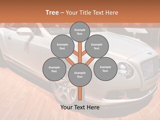 A White Car Is On Display In A Showroom PowerPoint Template