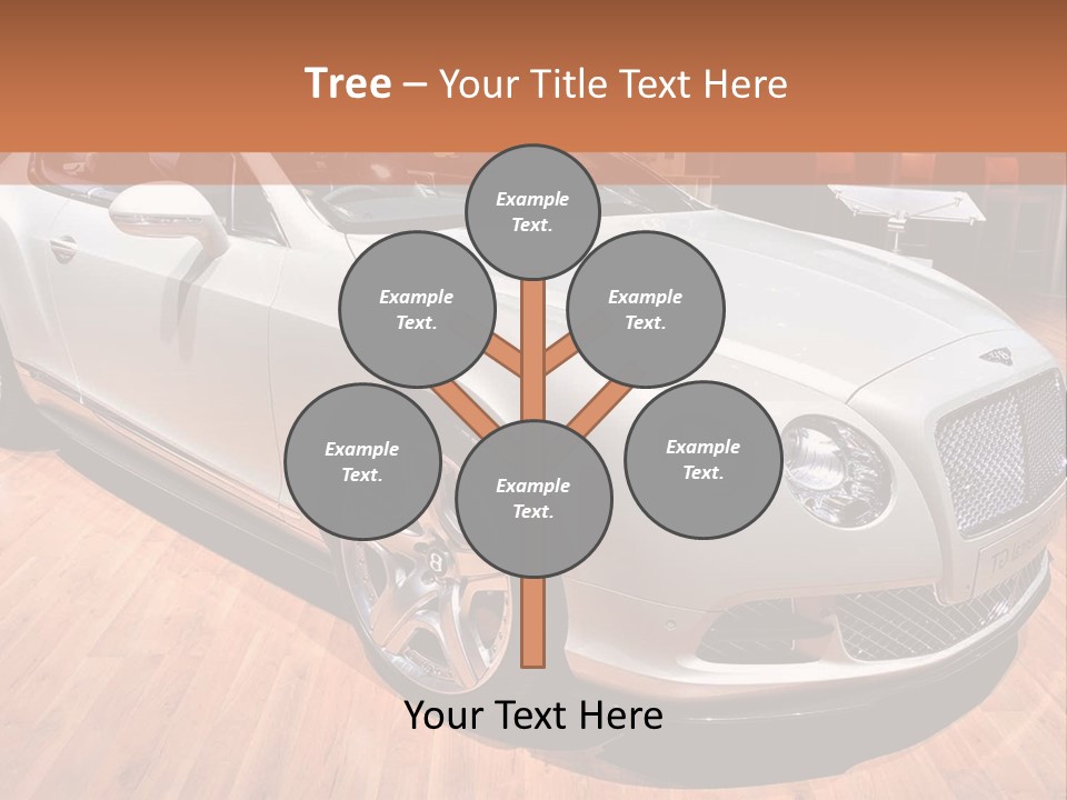A White Car Is On Display In A Showroom PowerPoint Template