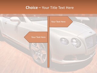 A White Car Is On Display In A Showroom PowerPoint Template