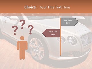 A White Car Is On Display In A Showroom PowerPoint Template