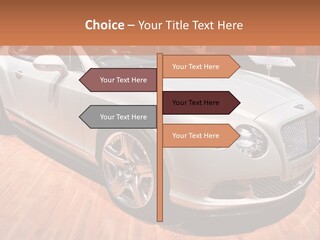 A White Car Is On Display In A Showroom PowerPoint Template