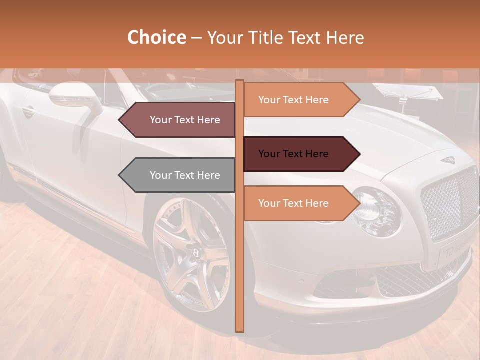 A White Car Is On Display In A Showroom PowerPoint Template