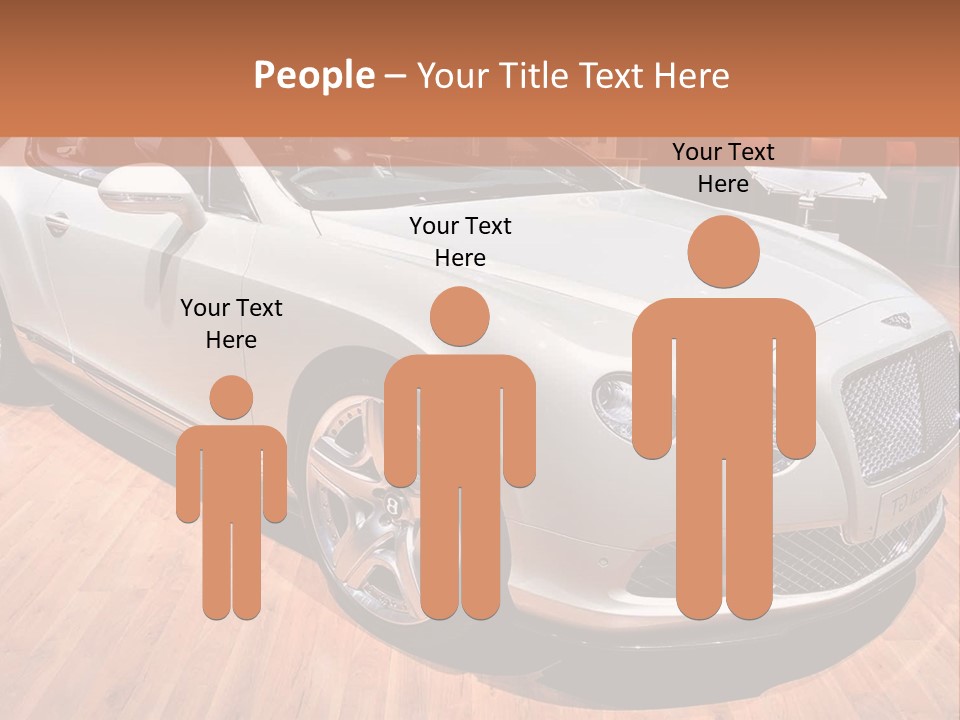 A White Car Is On Display In A Showroom PowerPoint Template