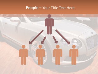A White Car Is On Display In A Showroom PowerPoint Template