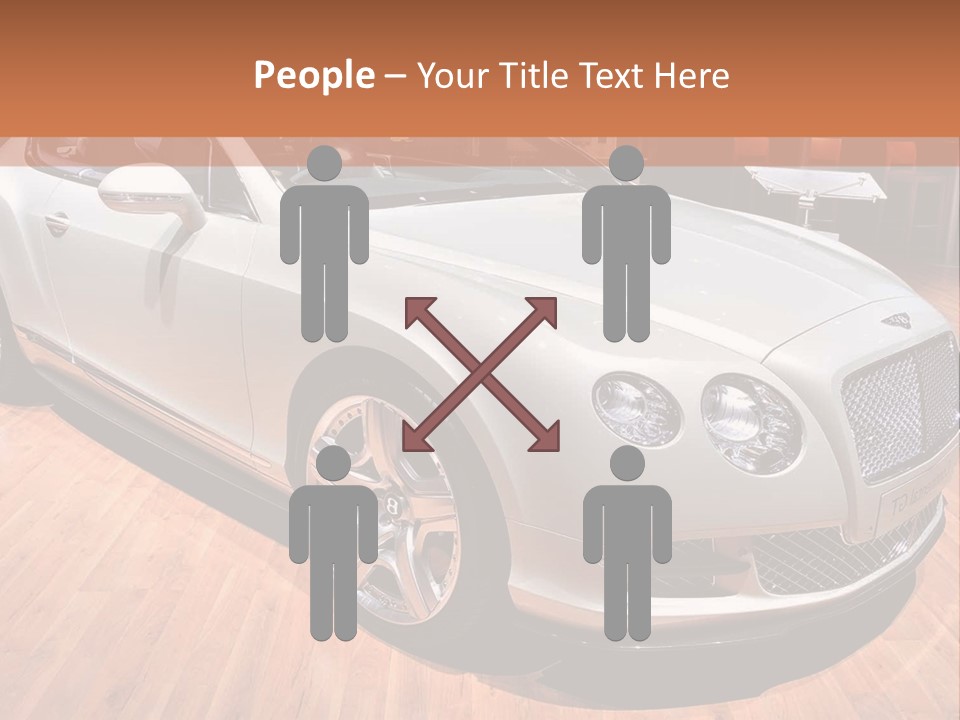 A White Car Is On Display In A Showroom PowerPoint Template